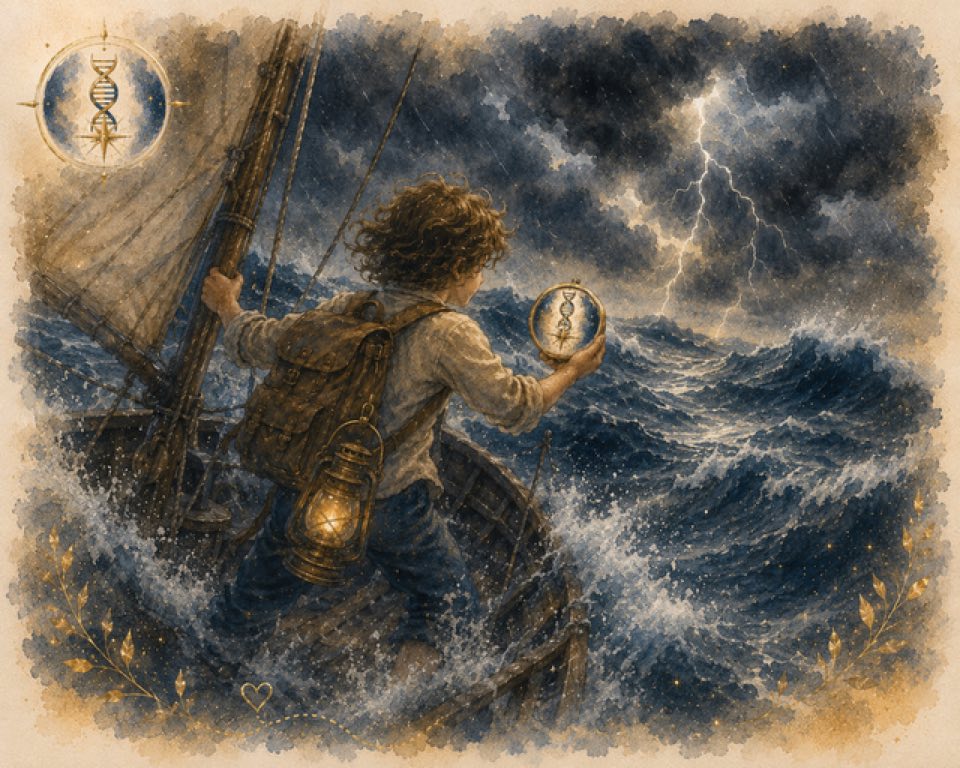 Aquarell: Ein Boot im Gewitter